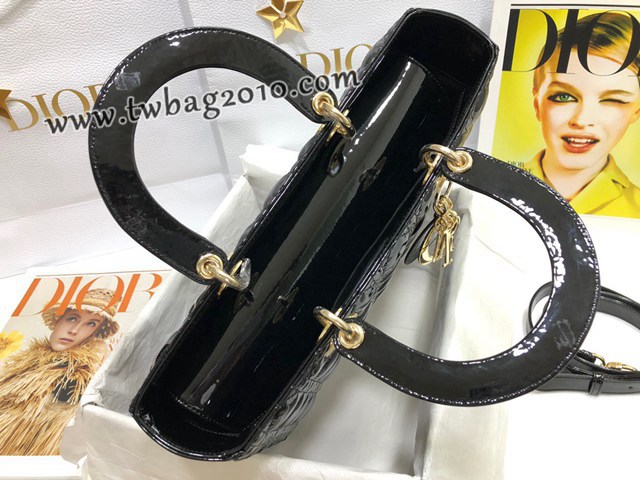 Dior专柜新款迪奥顶级原单Lady七格漆皮翻盖手提女包 djfk1114